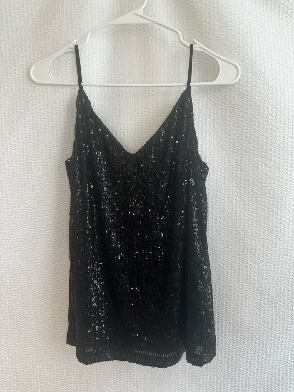 Calvin Klein Black Sequin Camisole Tank Top Sleeveless Party Cami XS NWT